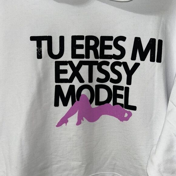 Sad Boyz White Hooded Pullover Cotton Blend Unisex Sweatshirt(Size XXL) - Picture 3 of 4